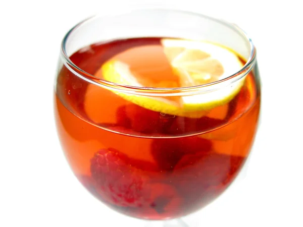 Fruit red punch cocktail drink with raspberry — Stock Photo, Image