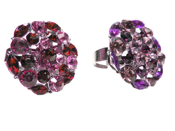 Anéis de jóias com cristais brilhantes — Fotografia de Stock