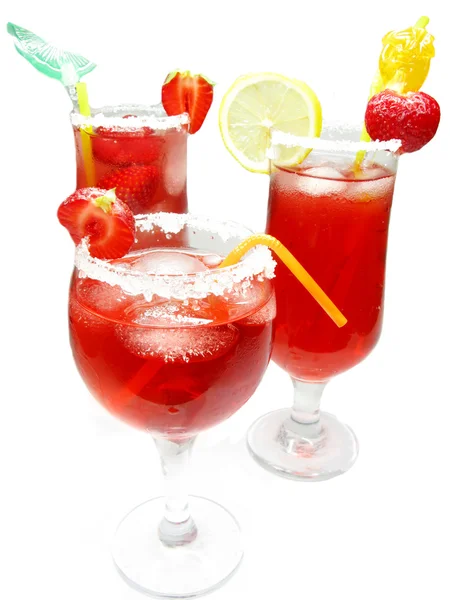 Alcohol liqueur cocktail punch with strawberry — Stock Photo, Image