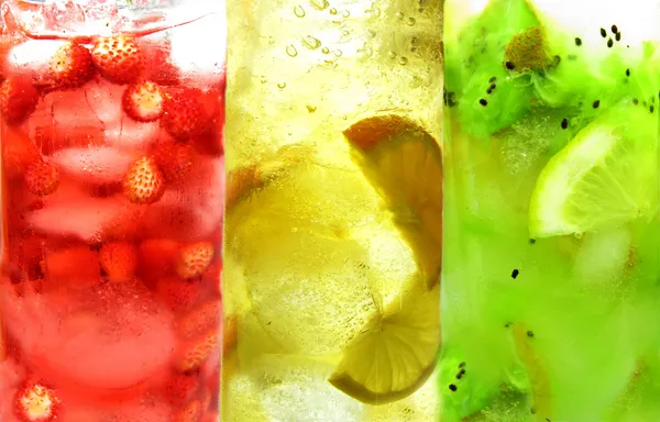 Frutas limonada fria set sortimento closeup — Fotografia de Stock
