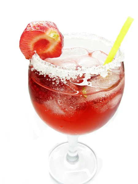 Fruit punch cocktail drink with strawberry — Stock Photo, Image