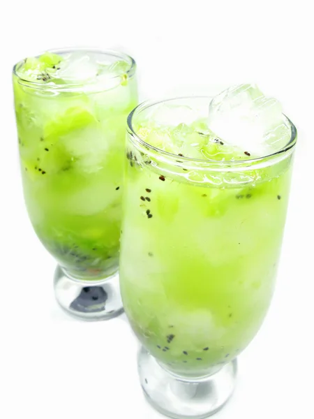 Two fruit kiwi cold juice drinks — Stock Photo, Image
