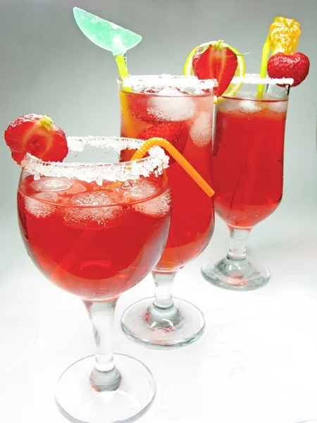 Fruit punch cocktail with strawberry — Stock Photo, Image