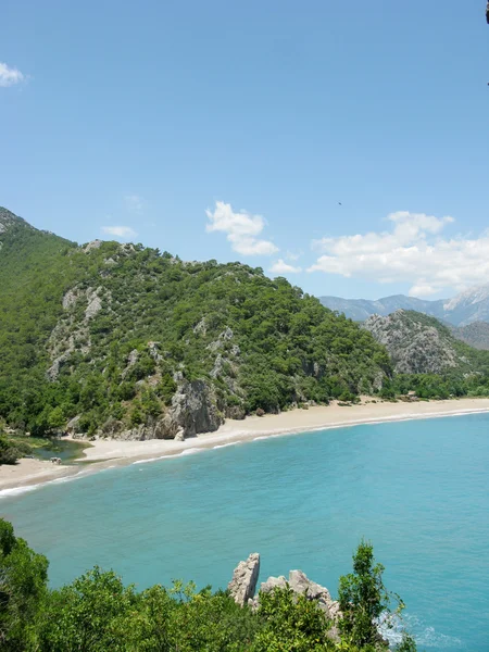 Pláž krajiny olympos panorama — Stock fotografie