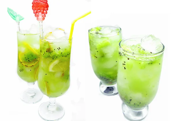 Bebidas frías de jugo de frutas con kiwi —  Fotos de Stock