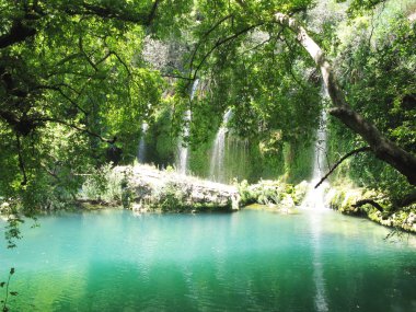 Large waterfall in national park turkey clipart