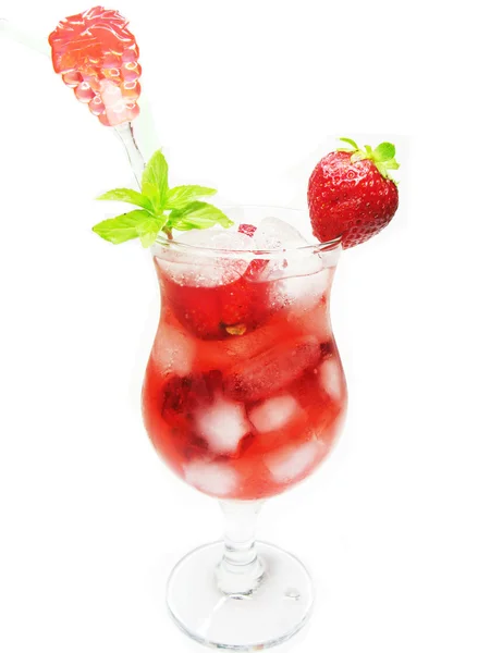 Fruit punch koktél ital, eper — Stock Fotó