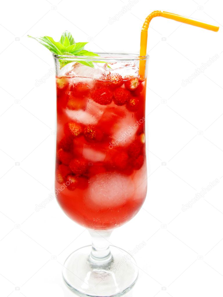 Fruit red juice drink with wild strawberry