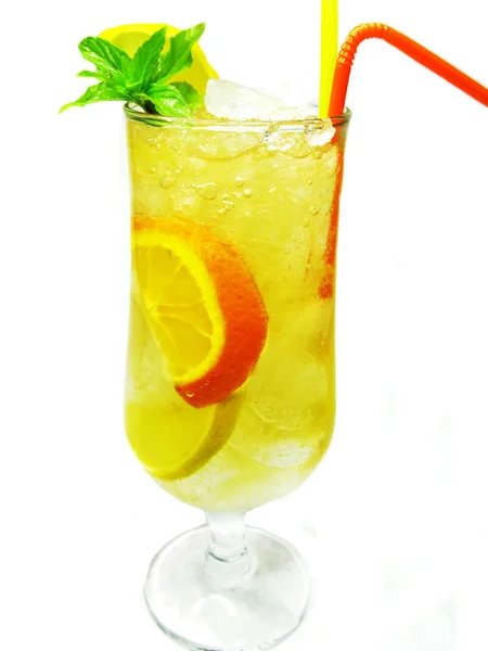 Fruit lemonade drink with ice — Stock Photo, Image