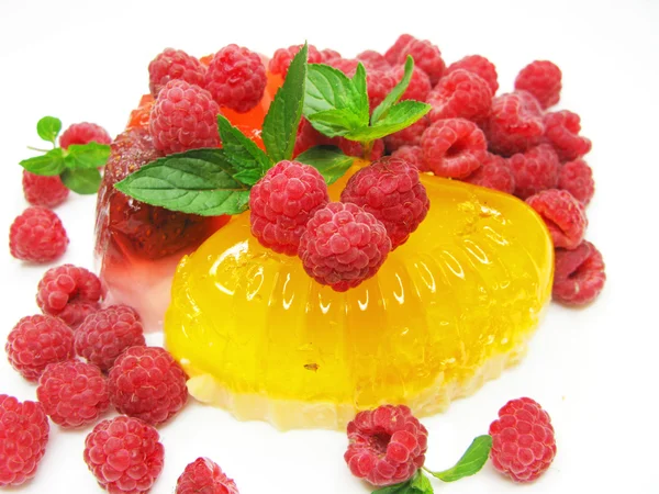 Fruit gelei dessert met framboos — Stockfoto