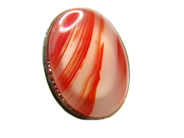 Pierścień biżuteria z semigem czerwony carnelion — Zdjęcie stockowe