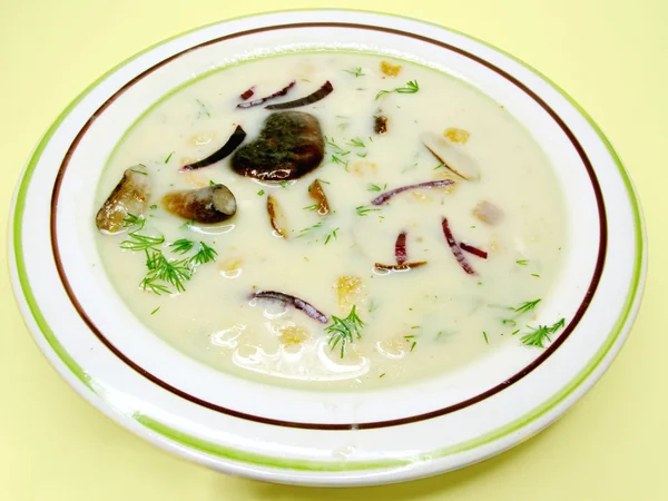 Сливочный овощной суп с грибами — стоковое фото