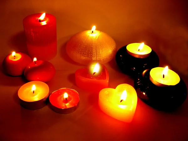 Spa candles in darkness — Stock Photo, Image