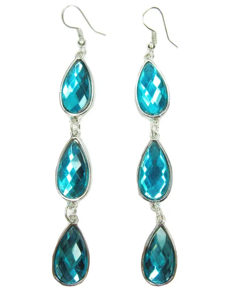 stock image Jewelry earrings with blue crystals