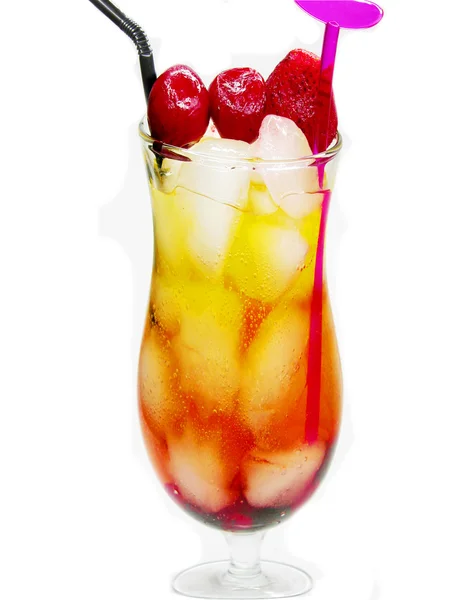 Fruit cocktail smoothie with raspberry — Stock Photo, Image