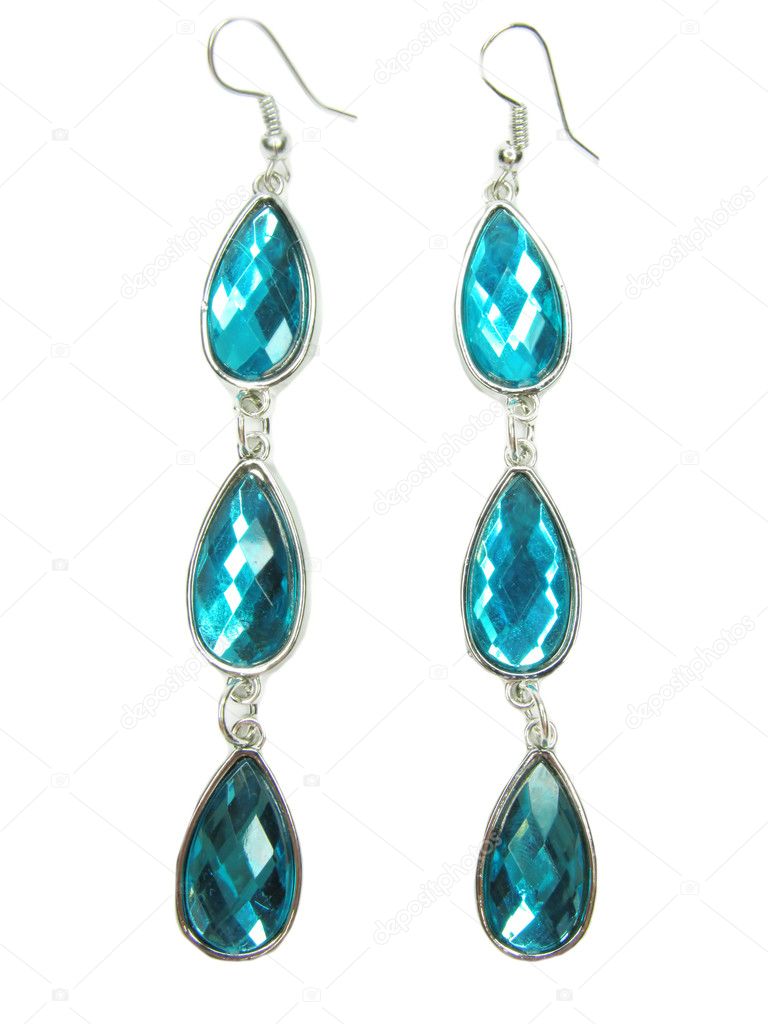 Jewelry earrings with blue crystals