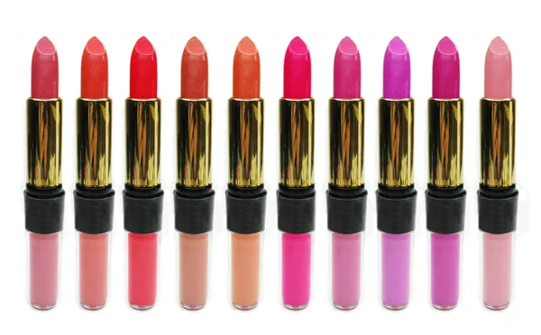 Lipgloss lipstick cosmetic set for makeup — Stock Photo, Image
