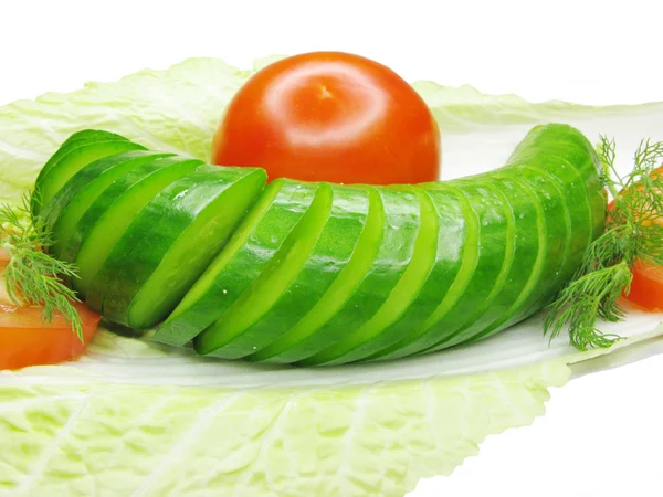 Uborka és paradicsom saláta — Stock Fotó