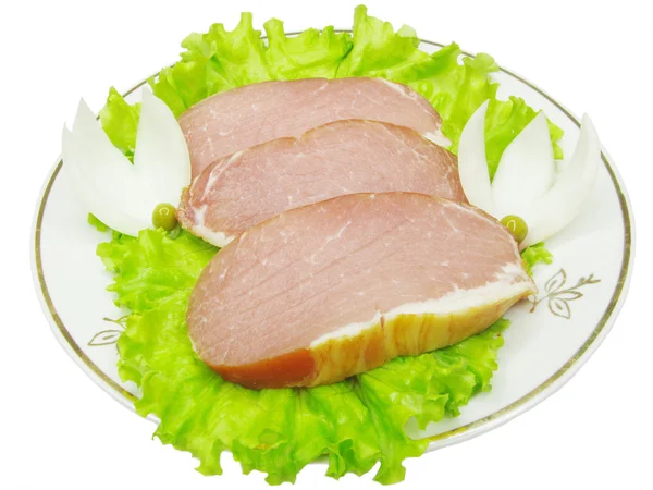 Bacon on lettuce vegetable — Stock Photo, Image