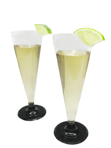 Champagne with lime — Stock Photo, Image