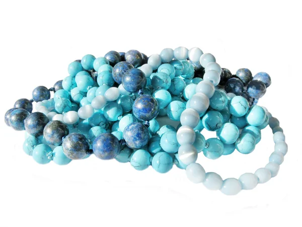 Skład 3 kolorowe koraliki niebieskie — Zdjęcie stockowe