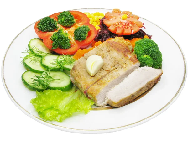 Приготовлене м'ясо з овочами — стокове фото