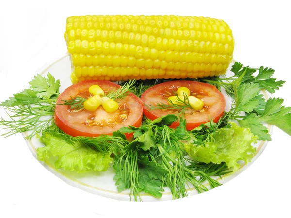 Plantaardige salade met maïs — Stockfoto