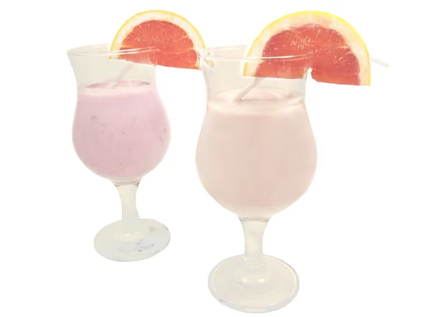 Фруктовий молочний коктейль, прикрашений грейпфрутом — стокове фото