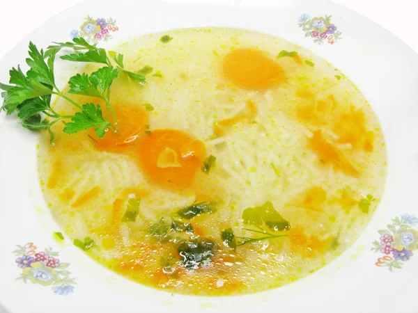 パスタと黄色のスープ — ストック写真