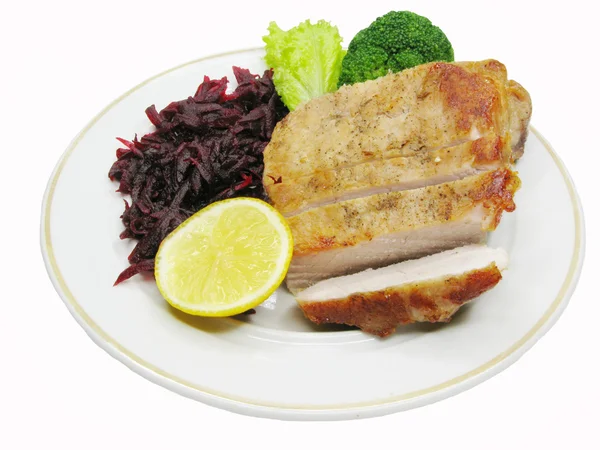 Gekookt vlees met groenten — Stockfoto