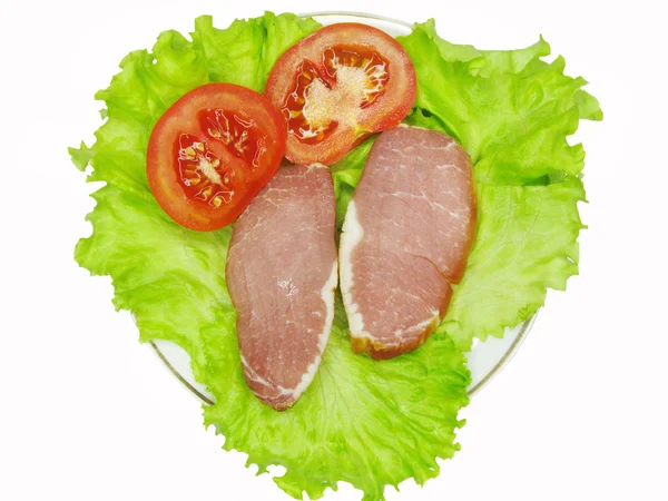 Bacon on lettuce vegetable — Stock Photo, Image