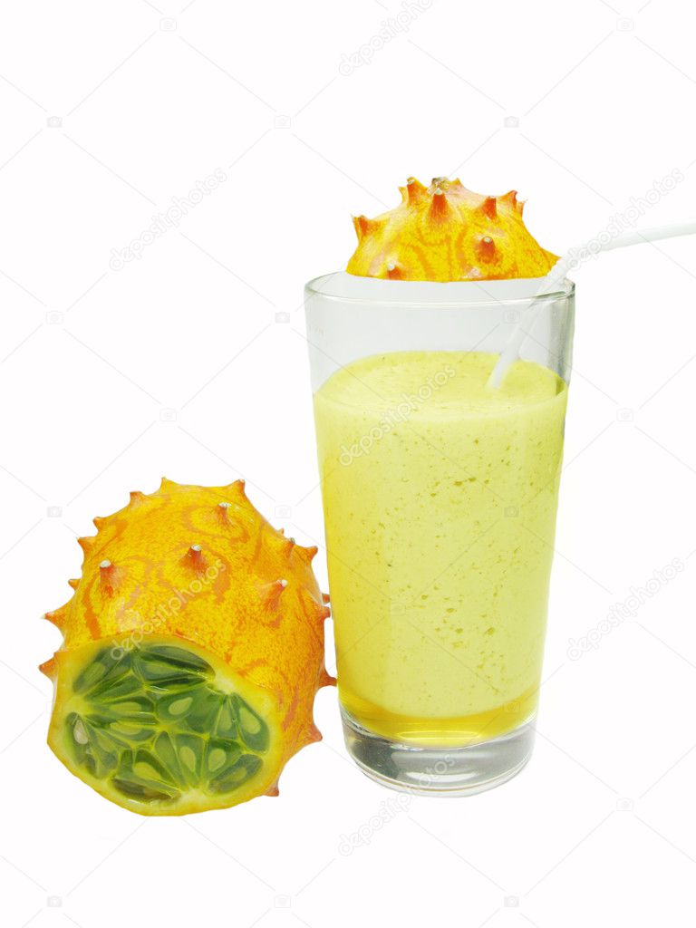 Cocktail with kiwano fruit
