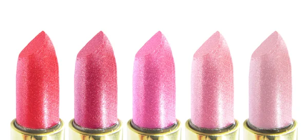 Sammlung von rosa Lippenstiften — Stockfoto