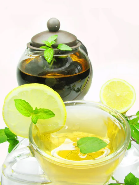 Owocowe herbaty z cytryną i miętą — Zdjęcie stockowe