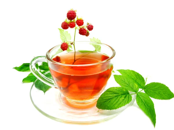 Červený ovocný čaj s malinovou — Stock fotografie