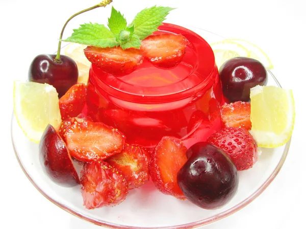 stock image Cherry dessert with red jelly