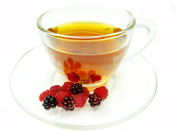 Frukt te med björnbär och hallon — Stockfoto