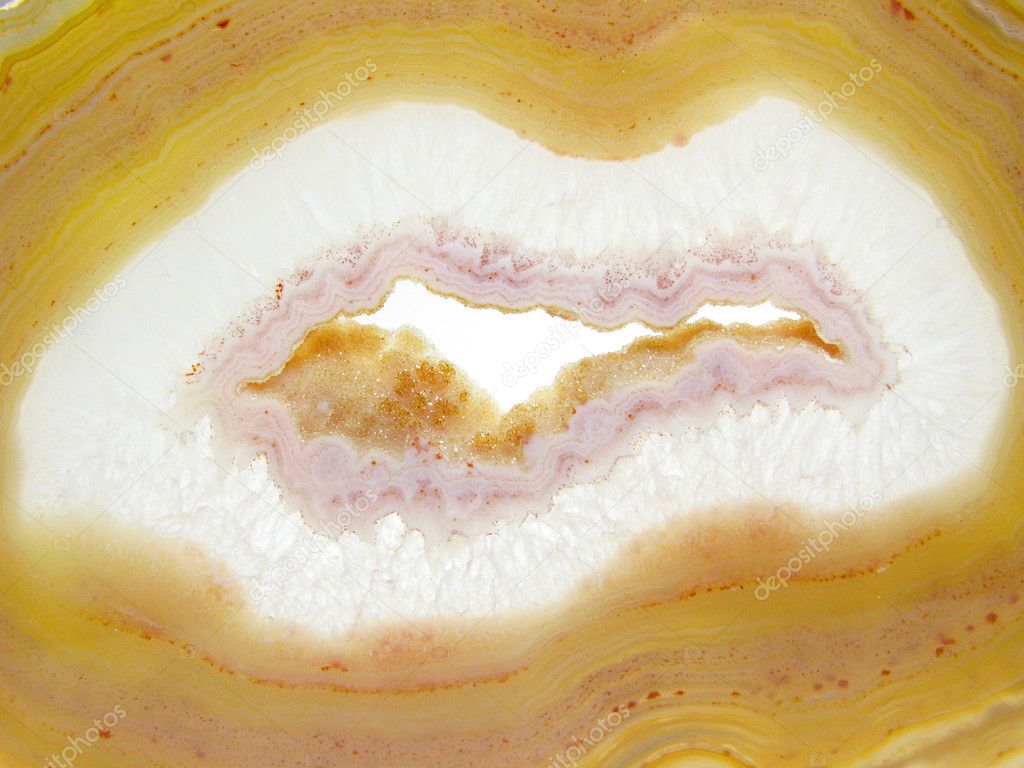 Pink and yellow agate geode