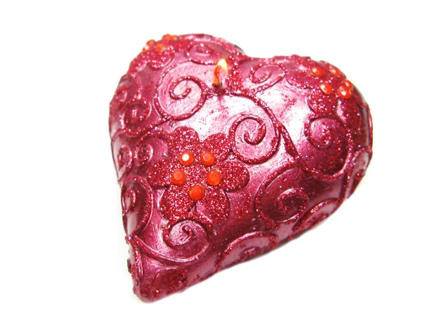 Розовый спа ароматизированная форма сердца свечи — стоковое фото