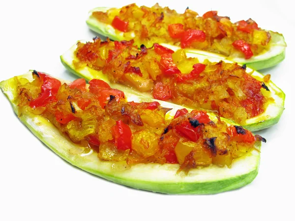 Stuffed vegetable marrow and tomatoes — Stock Photo, Image