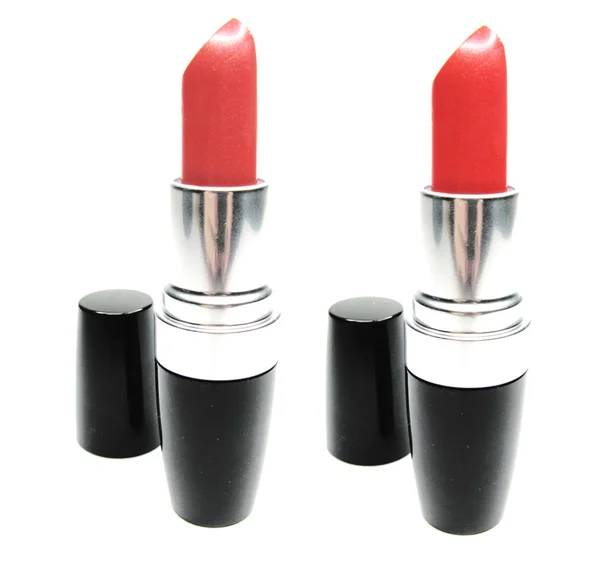 Dos lápices labiales rojos — Foto de Stock