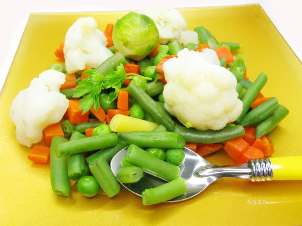 Zeleninový salát s haricot — Stock fotografie