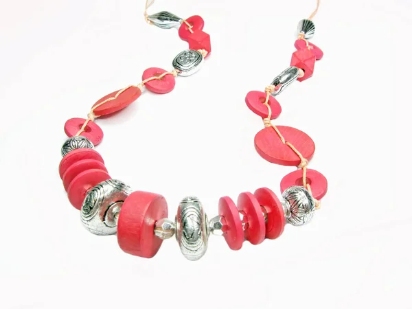 Red plastic jewellery beads — Stock Photo, Image