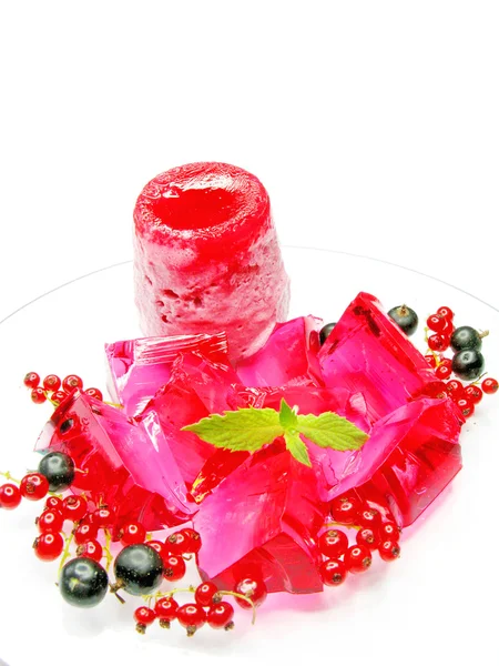 Рожеве морозиво з фруктовим мармеладним десертом — стокове фото