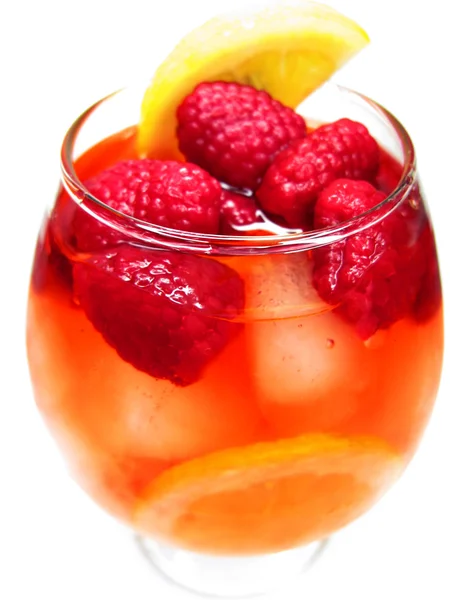 Fruit red punch cocktail drink with raspberry — Stock Photo, Image