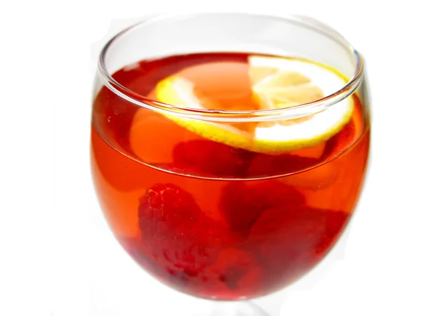 Alcohol wine cocktail punch with raspberry — Stock Photo, Image