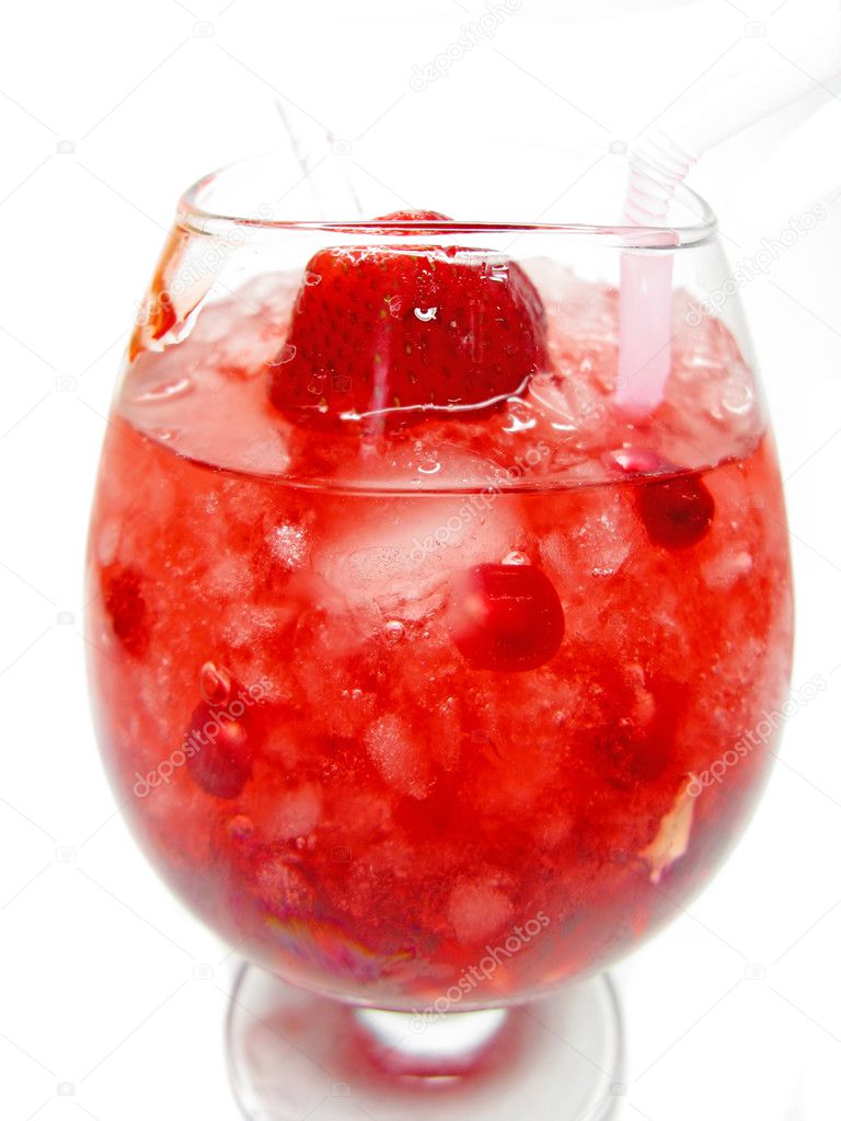 Alcohol wine punch cocktail with pomegranate