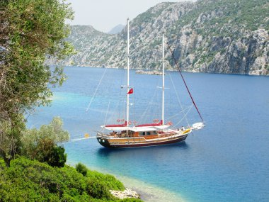 Yacht in aegean sea turkey clipart