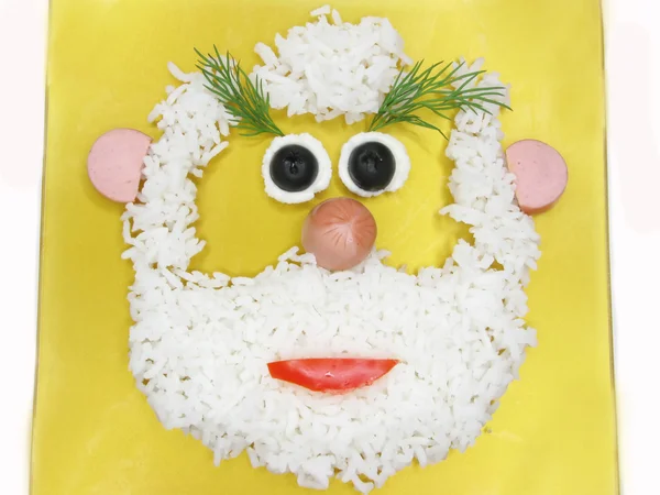Creative rice porridge face shape — Stock Photo, Image