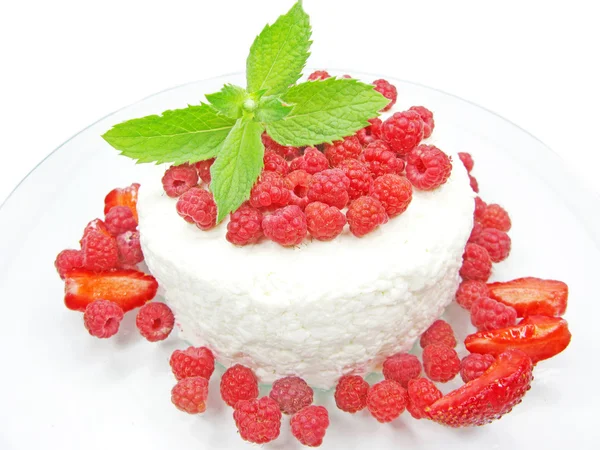 Dessert framboise au pudding — Photo